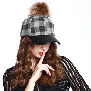 Angela & William Pink Suede Pom Pom Cap